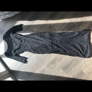 Black lace cocktail dress.